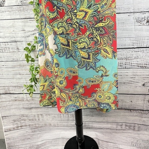 Robbie Bee Tunic Dress size 12 Pink Yellow Paisley Sheer A Line Lagenlook Boho - Picture 16 of 16